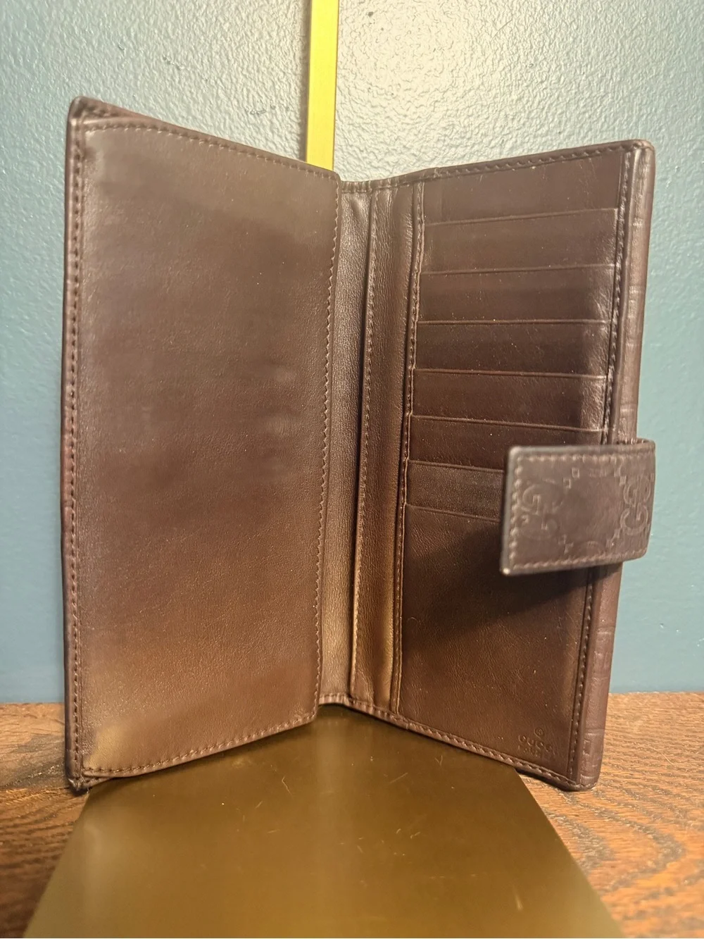 Gucci Brown Monogram Leather Wallet with Bow Accent